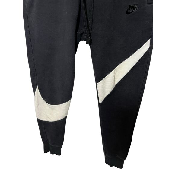 NIKE BIG SWOOSH JOGGER Sweatpants men's size small black and white large logo - Picture 3 of 8